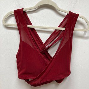 Fabletics red wrap-around strappy sports bra medium